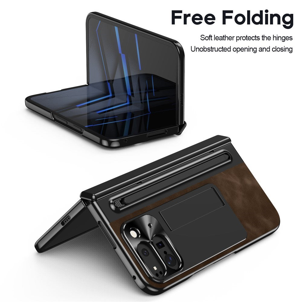 EIDERWOOD Google Pixel 10 Pro Fold Deksel med Bakside i Kunstskinn - Kickstand - Stylusholder - Svart / Mørk Brun