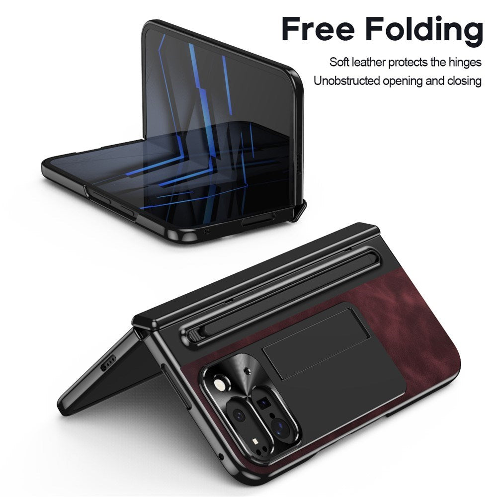 EIDERWOOD Google Pixel 10 Pro Fold Deksel med Bakside i Kunstskinn - Kickstand - Stylusholder - Svart / Vinrød