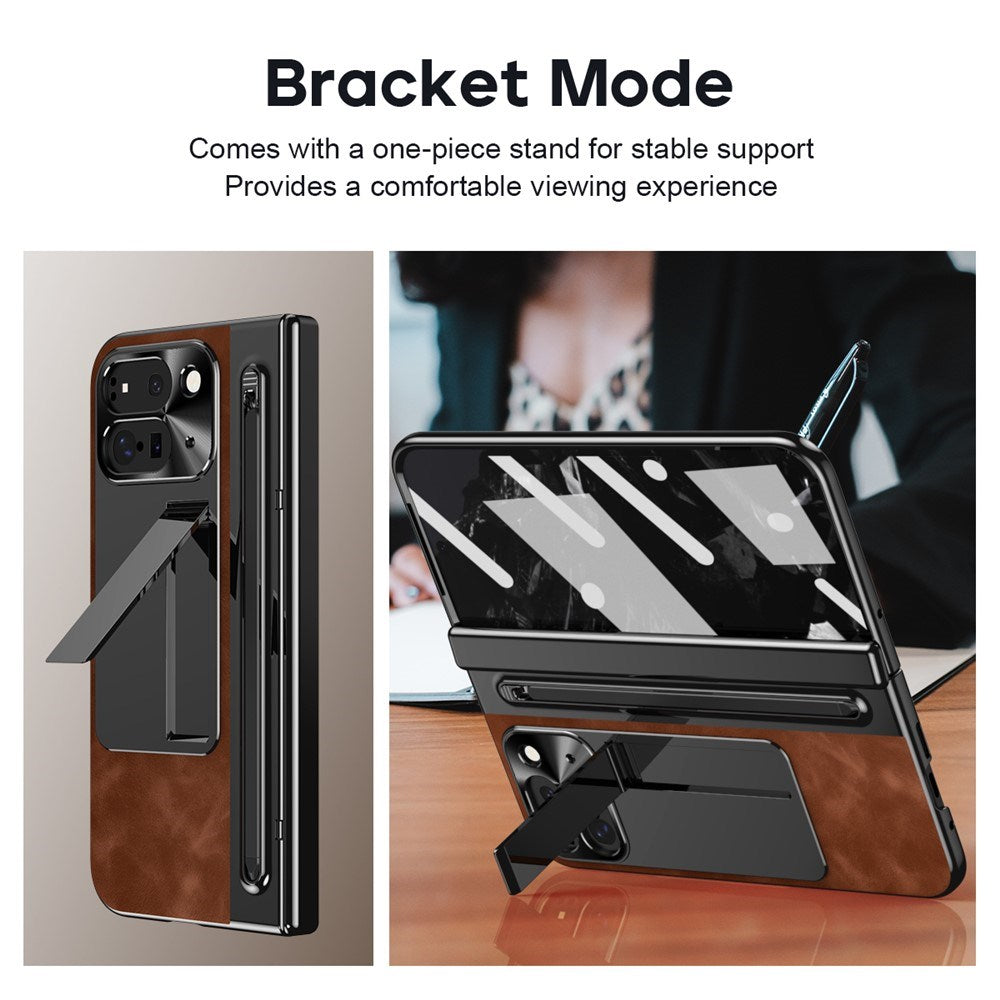 EIDERWOOD Google Pixel 10 Pro Fold Deksel med Bakside i Kunstskinn - Kickstand - Stylusholder - Svart / Brun