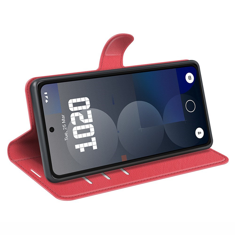 EIDERWOOD Nothing Phone (3a) Pro Kunstskinn Flip Deksel med Kortholder & Ståfunksjon - Rød