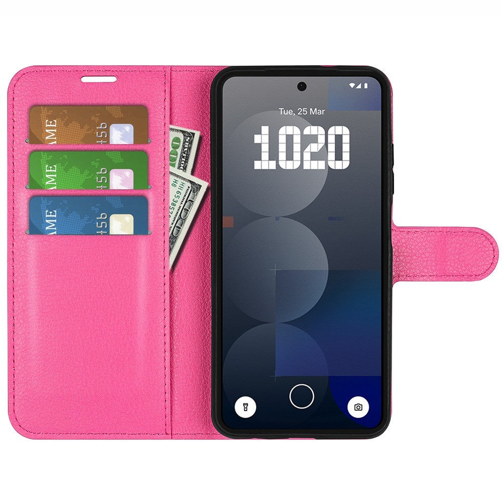 EIDERWOOD Nothing Phone (3a) Pro Kunstskinn Flip Deksel med Kortholder & Ståfunksjon - Pink