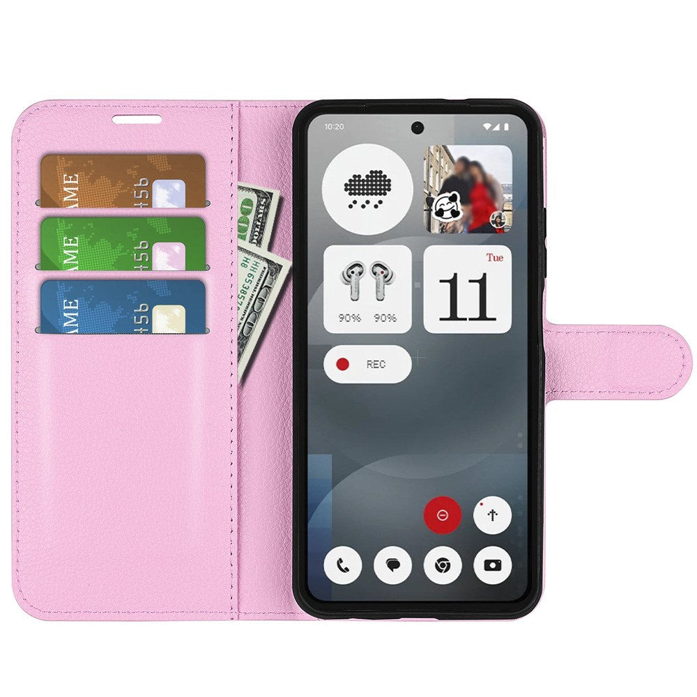 EIDERWOOD Nothing Phone (3a) Kunstskinn Flip Deksel med Kortholder & Ståfunksjon - Rosa