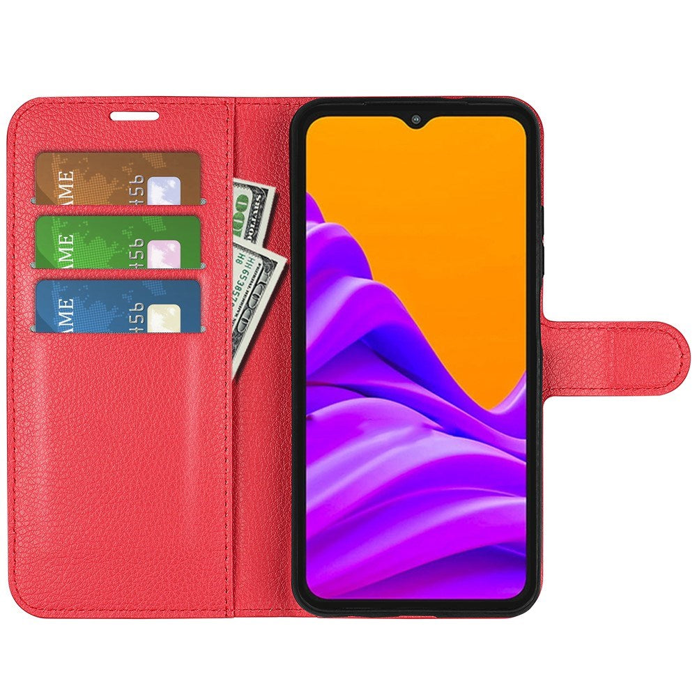 EIDERWOOD Samsung Galaxy Xcover 7 Pro Kunstskinn Flip Deksel m. Kortholder & Ståfunksjon - Rød