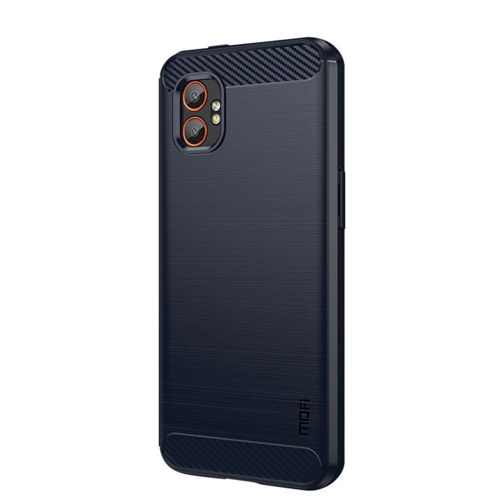 EIDERWOOD Samsung Galaxy Xcover 7 Pro Brushed Carbon Fiber Fleksibelt Plast Deksel - Blå