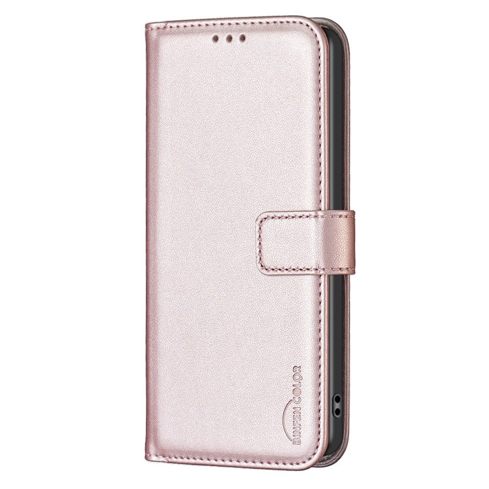 OPPO A5 Pro (4G / 5G) BINFEN Kunstskinn Flip Deksel med Kortholder & Ståfunksjon - Rose Gold