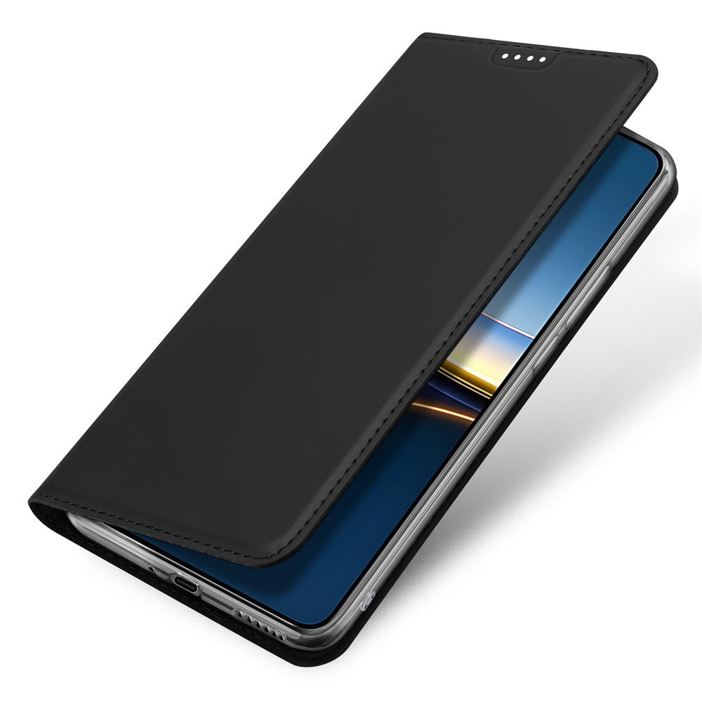 Xiaomi Poco F7 Pro EIDERWOOD Kunstskinn Flip Deksel m. Kortlomme & Stativfunksjon – Svart