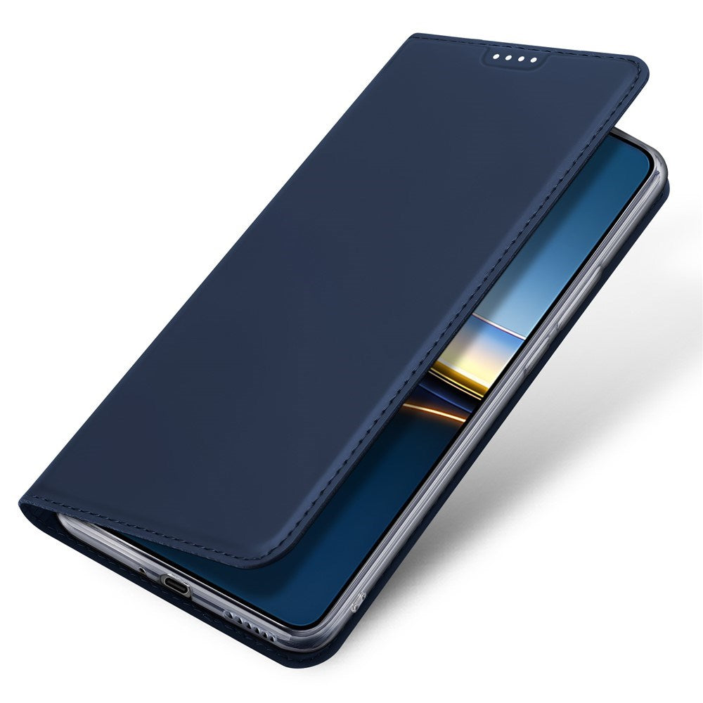 Xiaomi Poco F7 Pro EIDERWOOD Kunstskinn Flip Deksel m. Kortlomme & Stativfunksjon – Blå