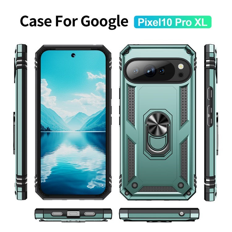 EIDERWOOD Google Pixel 10 Pro XL Hybrid Håndverker Deksel m. 360 Roterbar Stativfunksjon - Grøn