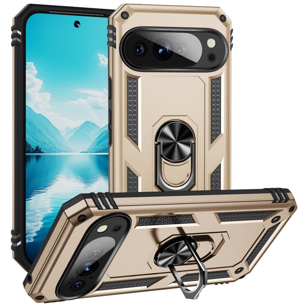 EIDERWOOD Google Pixel 10 / 10 Pro Håndverker Bakdeksel med 360° roterbar stativ - Gull
