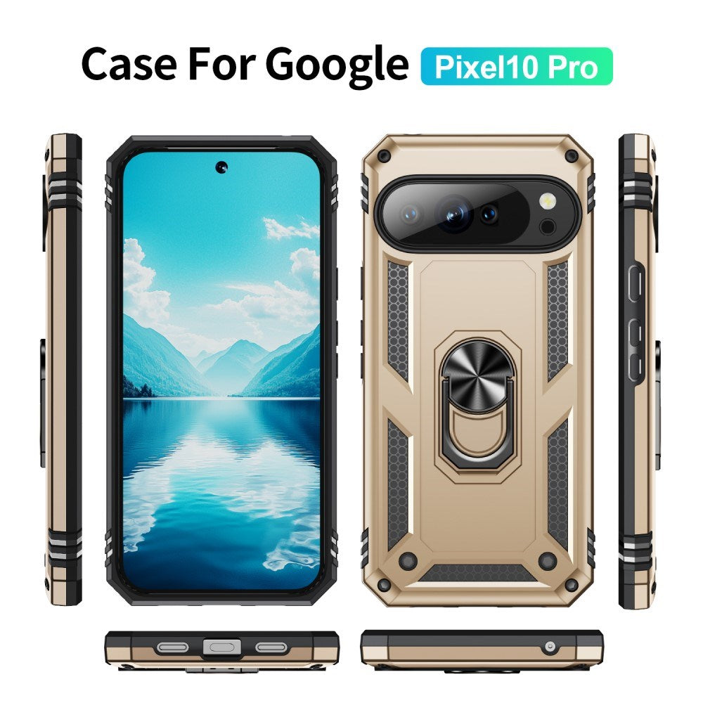 EIDERWOOD Google Pixel 10 / 10 Pro Håndverker Bakdeksel med 360° roterbar stativ - Gull