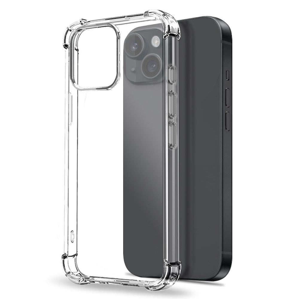 NORTHJO iPhone 15 2-i-1 Beskyttelsessett med Støtabsorberende Fleksibelt Plast Deksel & Herdet Skjermbeskyttelsesglass - Gjennomsiktig