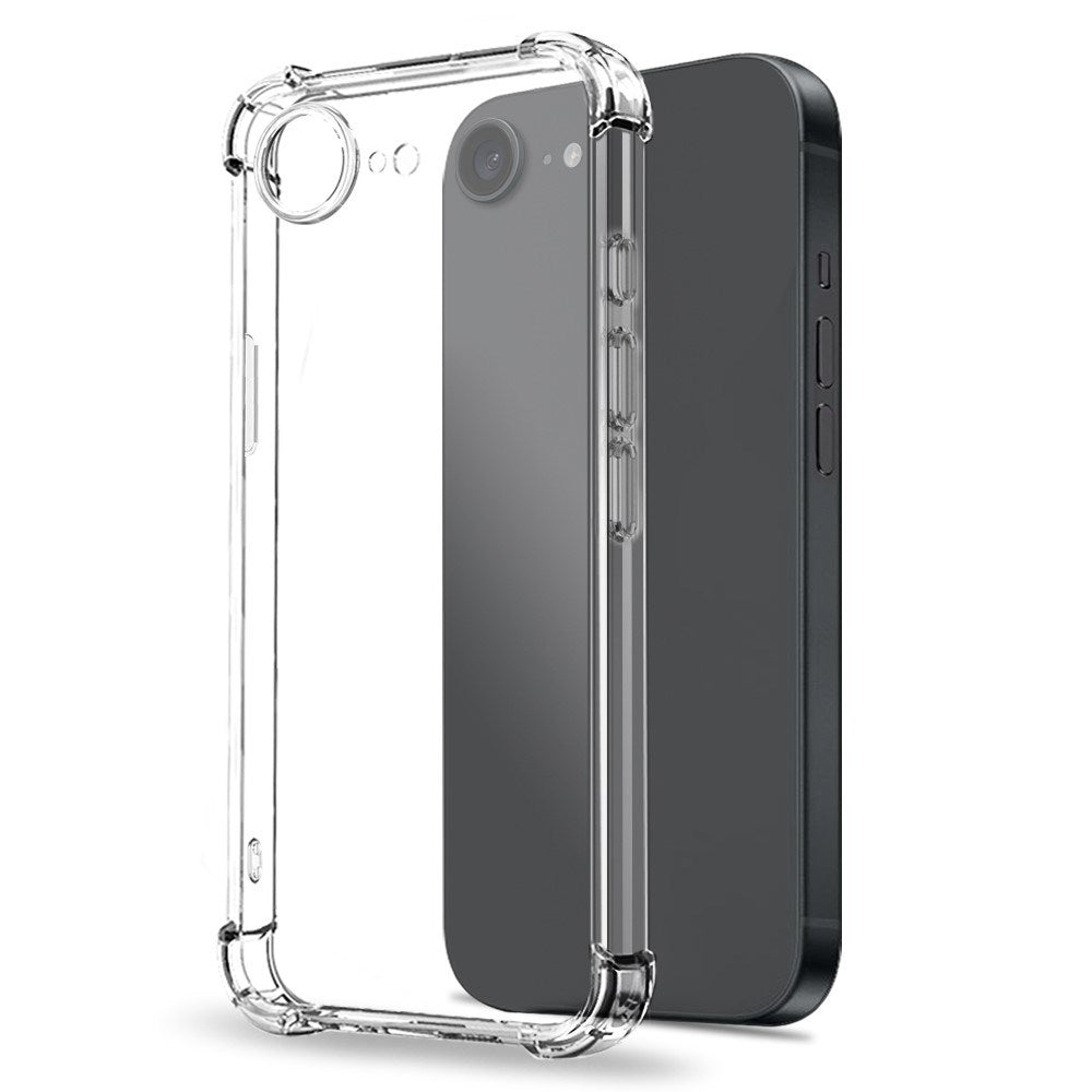 NORTHJO iPhone 17e / 16e 2-i-1 Beskyttelsessett med Støtabsorberende Fleksibelt Plast Deksel & Herdet Skjermbeskyttelsesglass - Gjennomsiktig