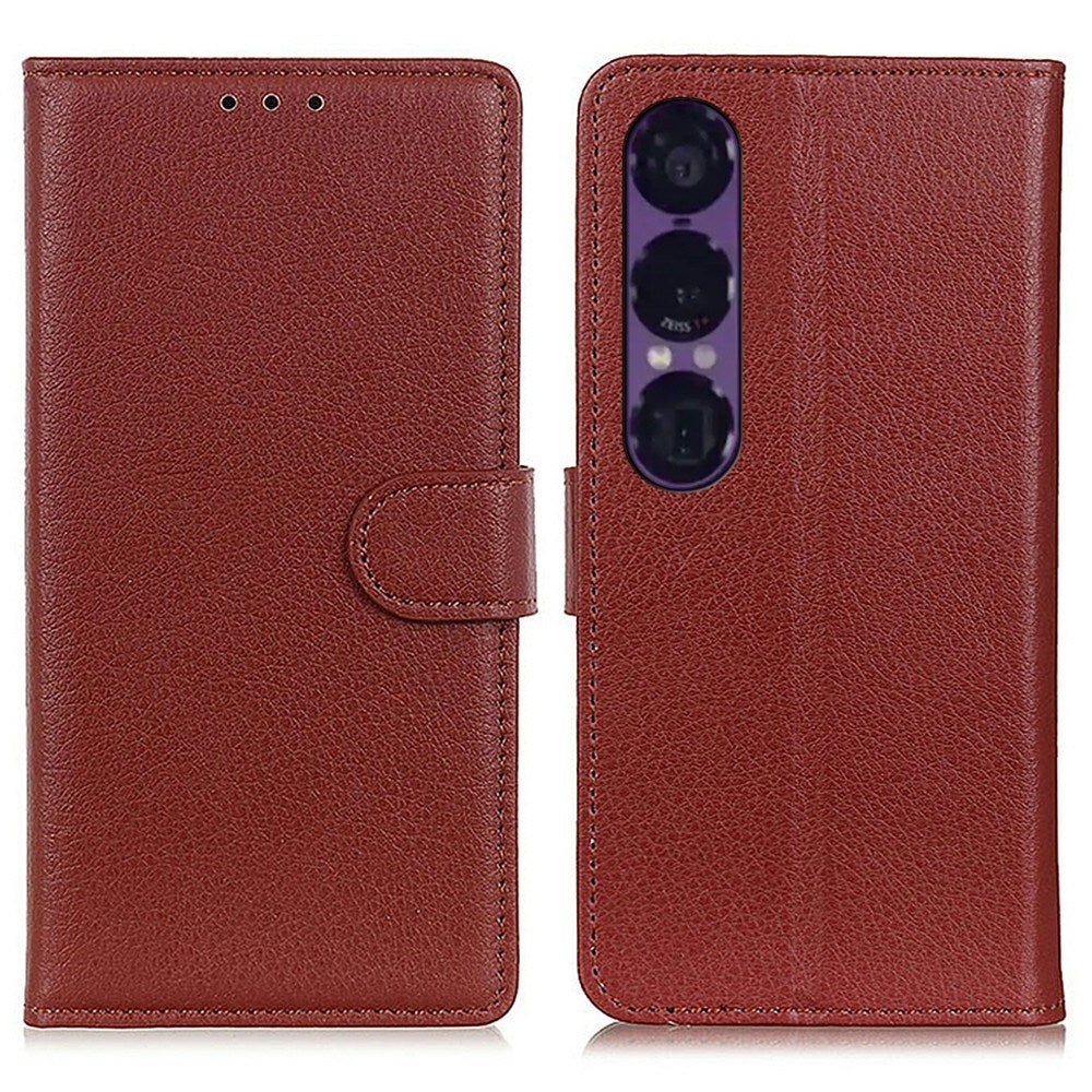 EIDERWOOD Sony Xperia 1 VII Kunstskinn Flip Deksel m. Kortholder & Ståfunksjon - Brun