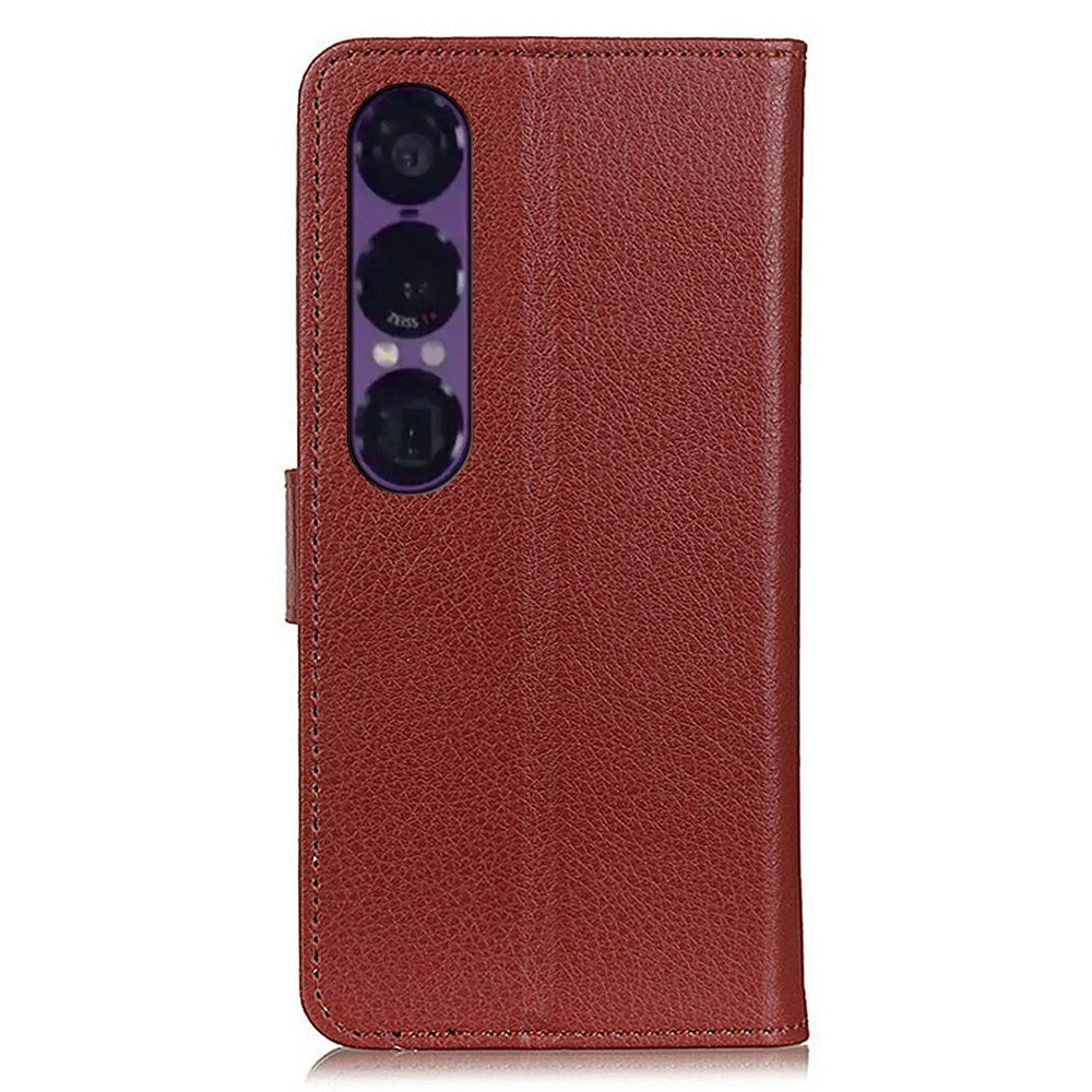 EIDERWOOD Sony Xperia 1 VII Kunstskinn Flip Deksel m. Kortholder & Ståfunksjon - Brun