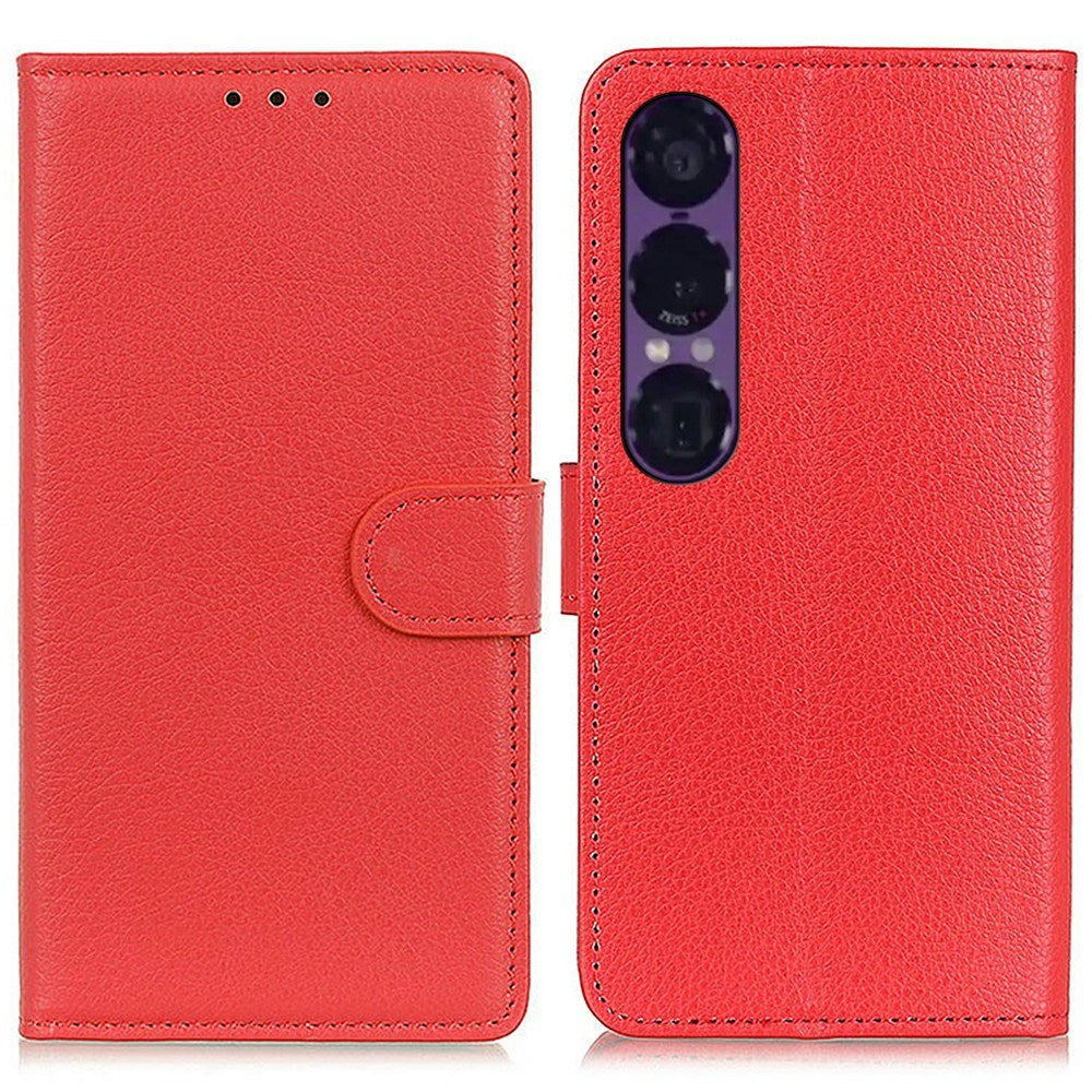 EIDERWOOD Sony Xperia 1 VII Kunstskinn Flip Deksel m. Kortholder & Ståfunksjon - Rød
