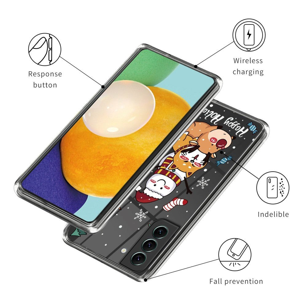Samsung Galaxy S22 TPU Plast Jul Deksel - Snømann, Hund og Rein