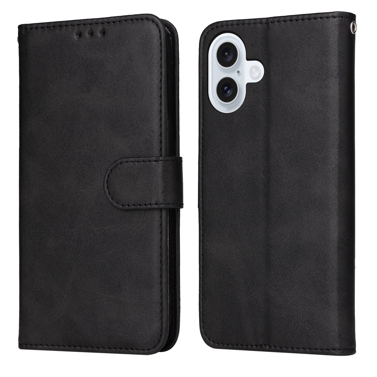 EIDERWOOD iPhone 17 Kunstskinn Flip Deksel med Lommebok & Stropp – Svart