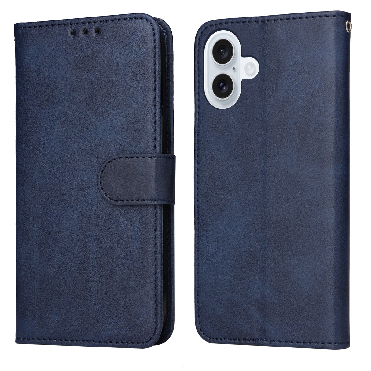 EIDERWOOD iPhone 17 Kunstskinn Flip Deksel med Lommebok & Stropp – Blå