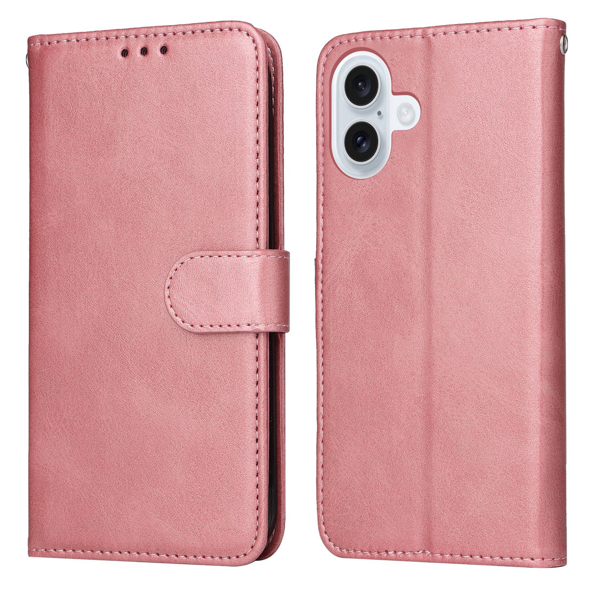 EIDERWOOD iPhone 17 Kunstskinn Flip Deksel med Lommebok & Stropp – Rosa