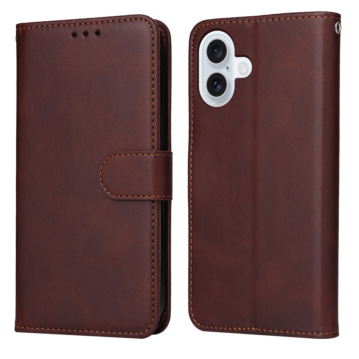EIDERWOOD iPhone 17 Kunstskinn Flip Deksel med Lommebok & Stropp – Brun