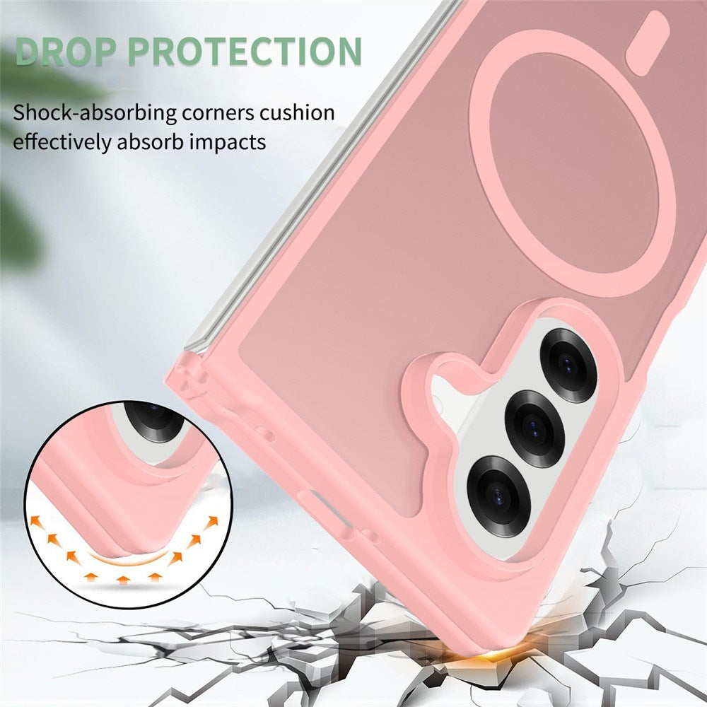 EIDERWOOD Samsung Galaxy Z Fold7 Matt Hybrid Deksel - MagSafe Kompatibel - Gjennomsiktig / Rosa