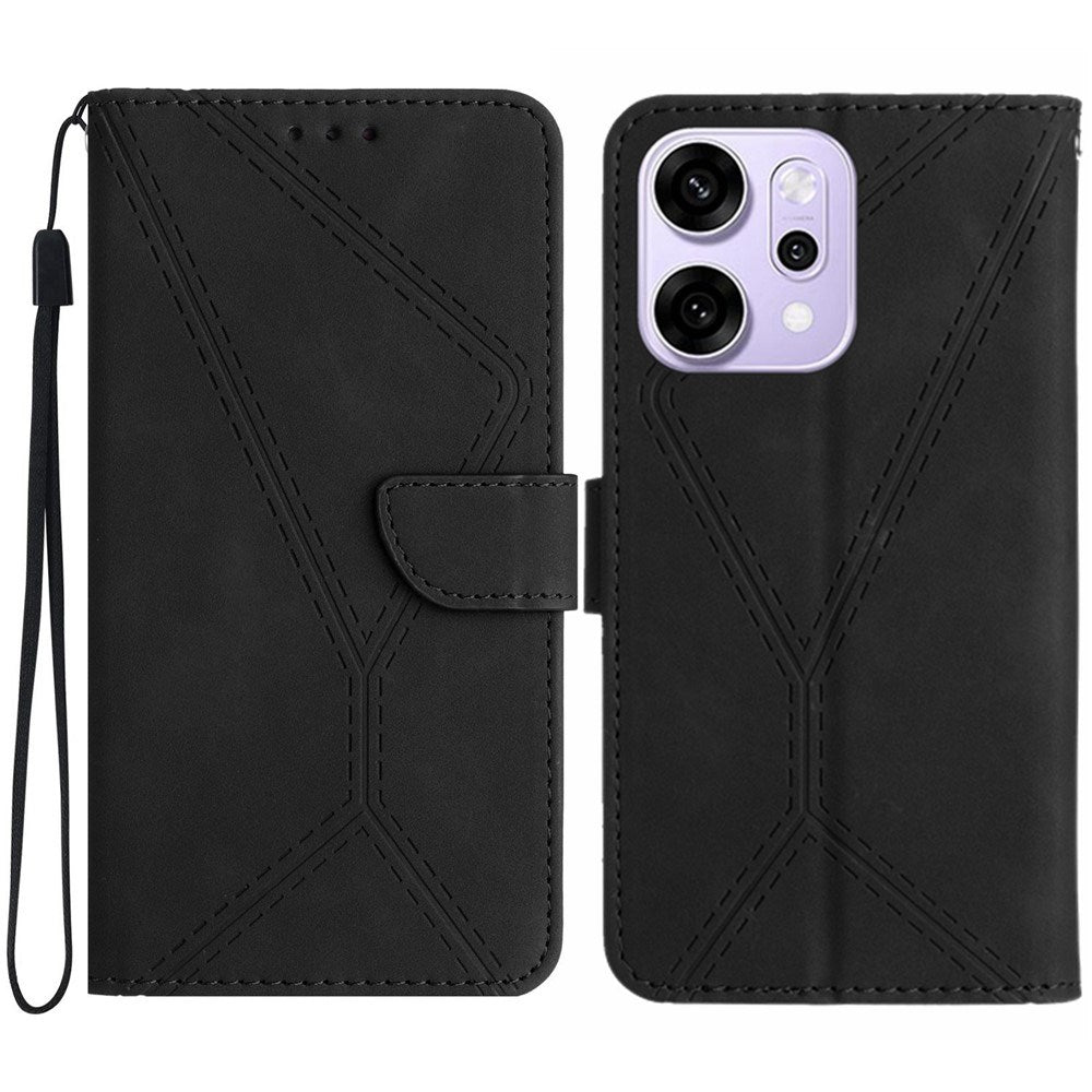 Oppo Reno14 (5G) Kunstskinn Flip Deksel med Trykk - Svart