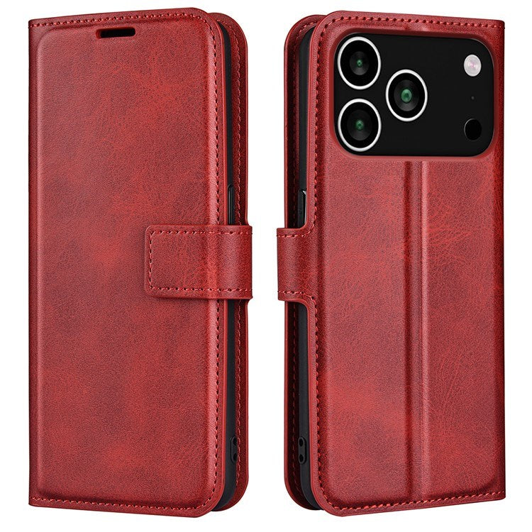 EIDERWOOD iPhone 17 Pro Max Kunstskinn Flip Deksel m. Stativfunksjon & Kortholder - Rød