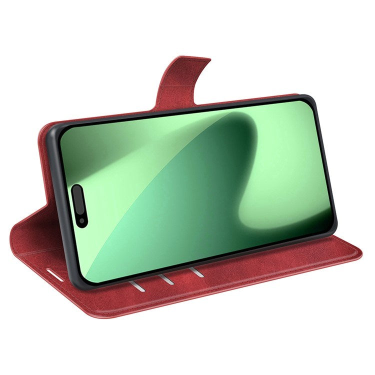 EIDERWOOD iPhone 17 Pro Max Kunstskinn Flip Deksel m. Stativfunksjon & Kortholder - Rød