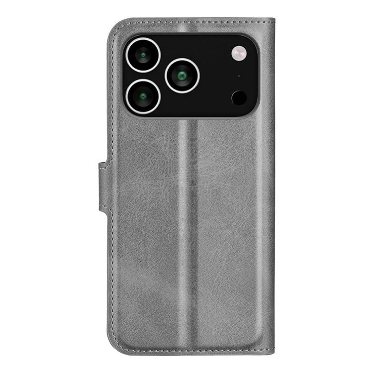 EIDERWOOD iPhone 17 Pro Max Kunstskinn Flip Deksel m. Stativfunksjon & Kortholder - Grå