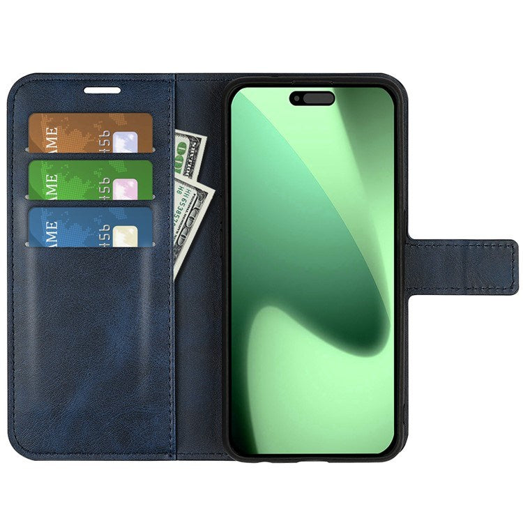 EIDERWOOD iPhone 17 Pro Max Kunstskinn Flip Deksel m. Stativfunksjon & Kortholder - Blå