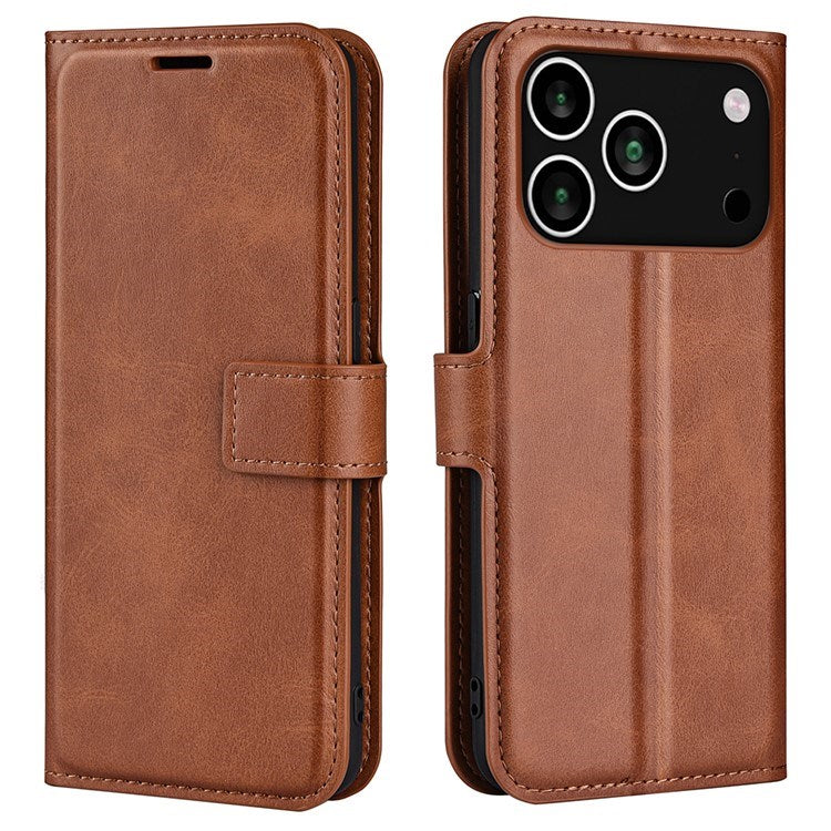 EIDERWOOD iPhone 17 Pro Max Kunstskinn Flip Deksel m. Stativfunksjon & Kortholder - Lysbrun