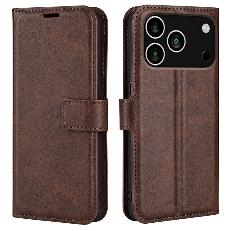 EIDERWOOD iPhone 17 Pro Max Kunstskinn Flip Deksel m. Stativfunksjon & Kortholder - Brun