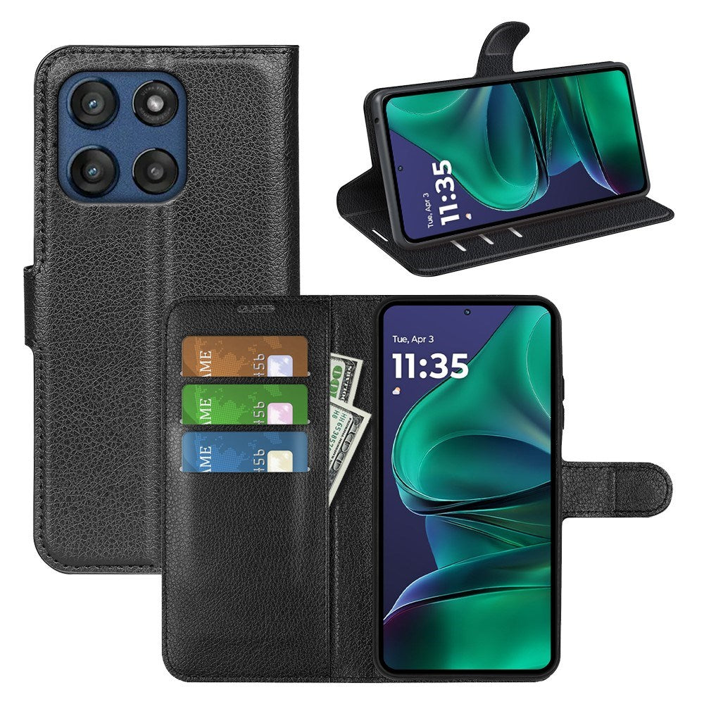 Motorola Moto G Stylus 5G (2025) EIDERWOOD Kunstskinn Flip Deksel med Kortholder & Ståfunksjon - Svart