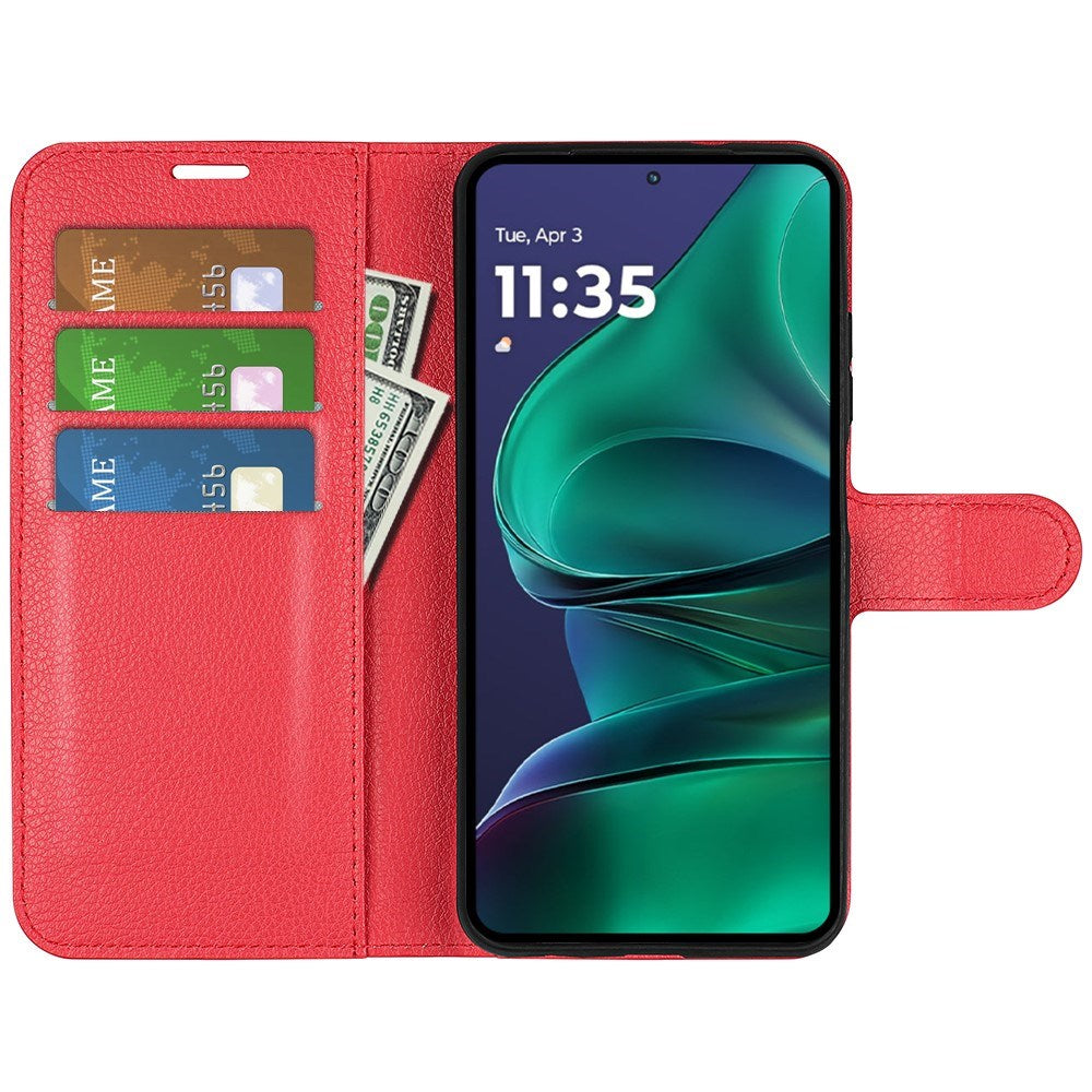 Motorola Moto G Stylus 5G (2025) EIDERWOOD Kunstskinn Flip Deksel med Kortholder & Ståfunksjon - Rød