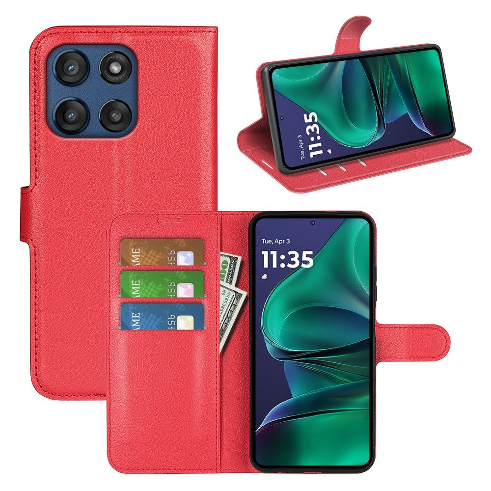 Motorola Moto G Stylus 5G (2025) EIDERWOOD Kunstskinn Flip Deksel med Kortholder & Ståfunksjon - Rød