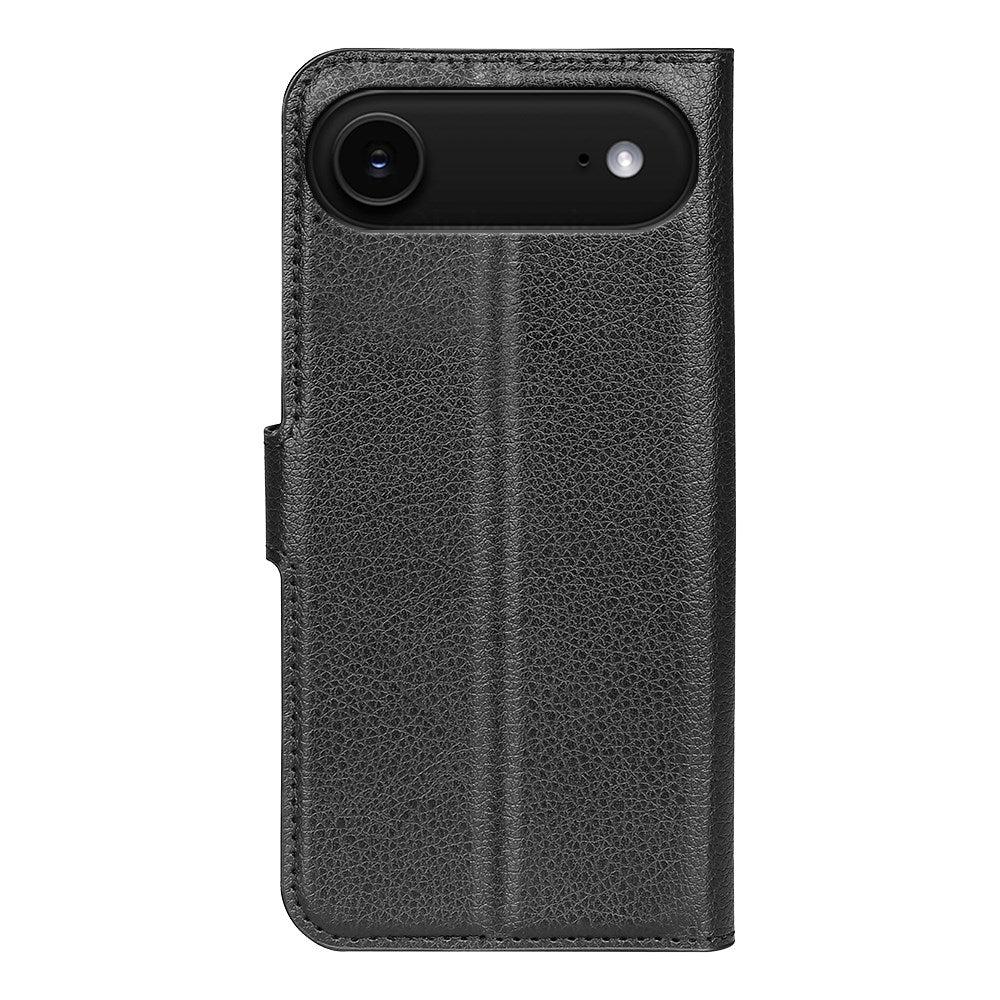 EIDERWOOD iPhone Air Litchi Flip Deksel med Innebygd Kortholder & Stativfunksjon – Svart