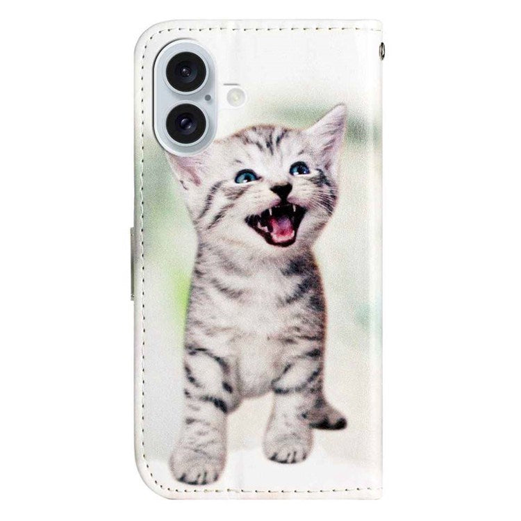 EIDERWOOD iPhone 17 Kunstskinn Flip Deksel med Lommebok & Stropp – Kattunge
