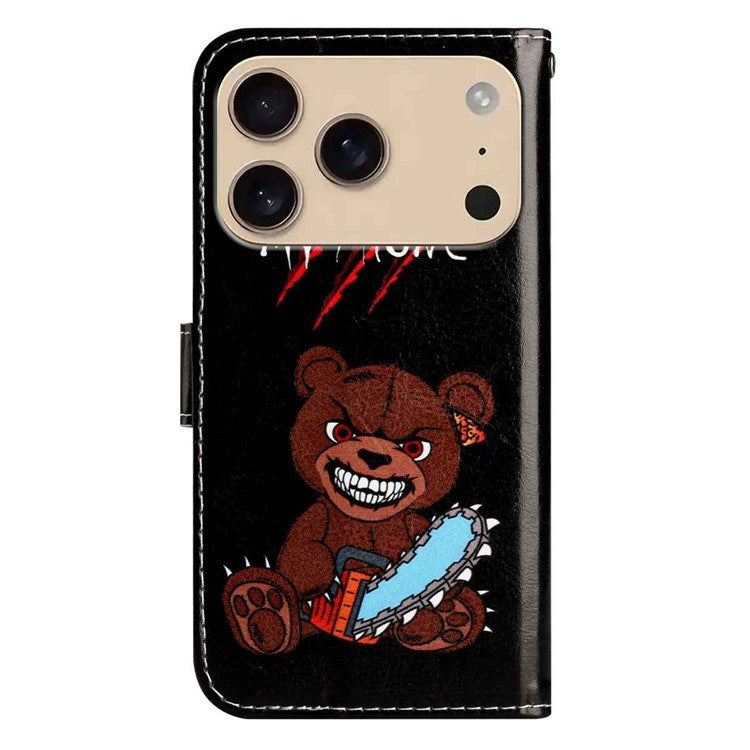 EIDERWOOD iPhone 17 Pro Kunstskinn Flip Deksel med Lommebok & Stropp – "Don't Touch My Phone" Bjørn