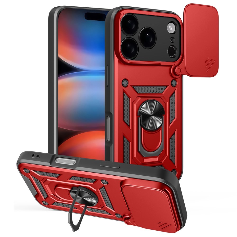 EIDERWOOD iPhone 17 Pro Hybrid Håndverker Deksel m. Kickstand & Cam Slider - Rød