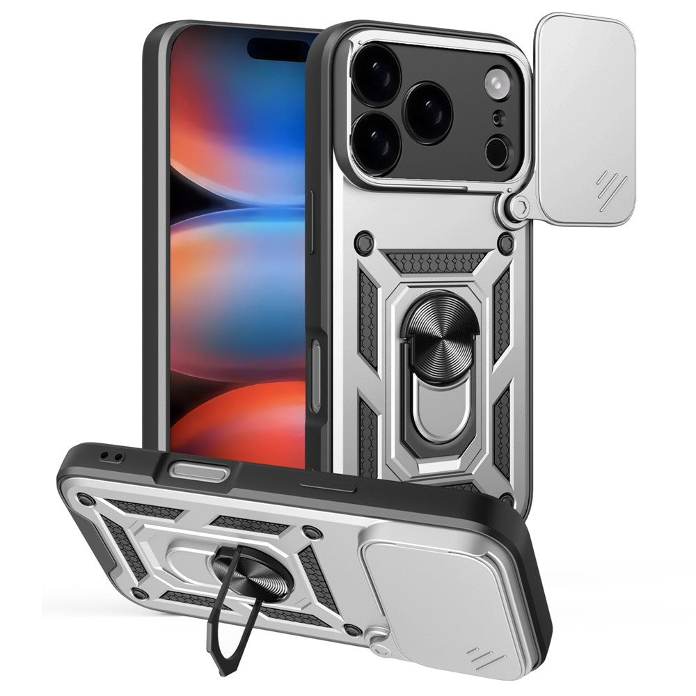EIDERWOOD iPhone 17 Pro Hybrid Håndverker Deksel m. Kickstand & Cam Slider - Sølv