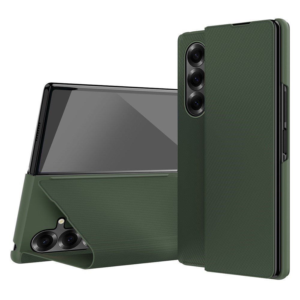 EIDERWOOD Samsung Galaxy Z Fold7 Kunstskinn Flip Deksel m. Tekstur & Stativfunksjon - Grønn