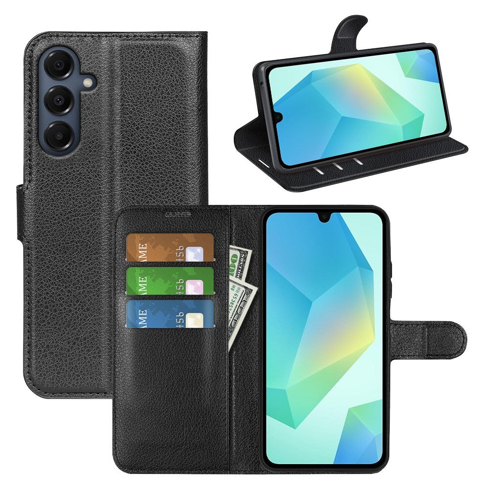 EIDERWOOD Samsung Galaxy A17 (5G) Litchi Kunstskinn Flip Deksel med Lommebok - Svart