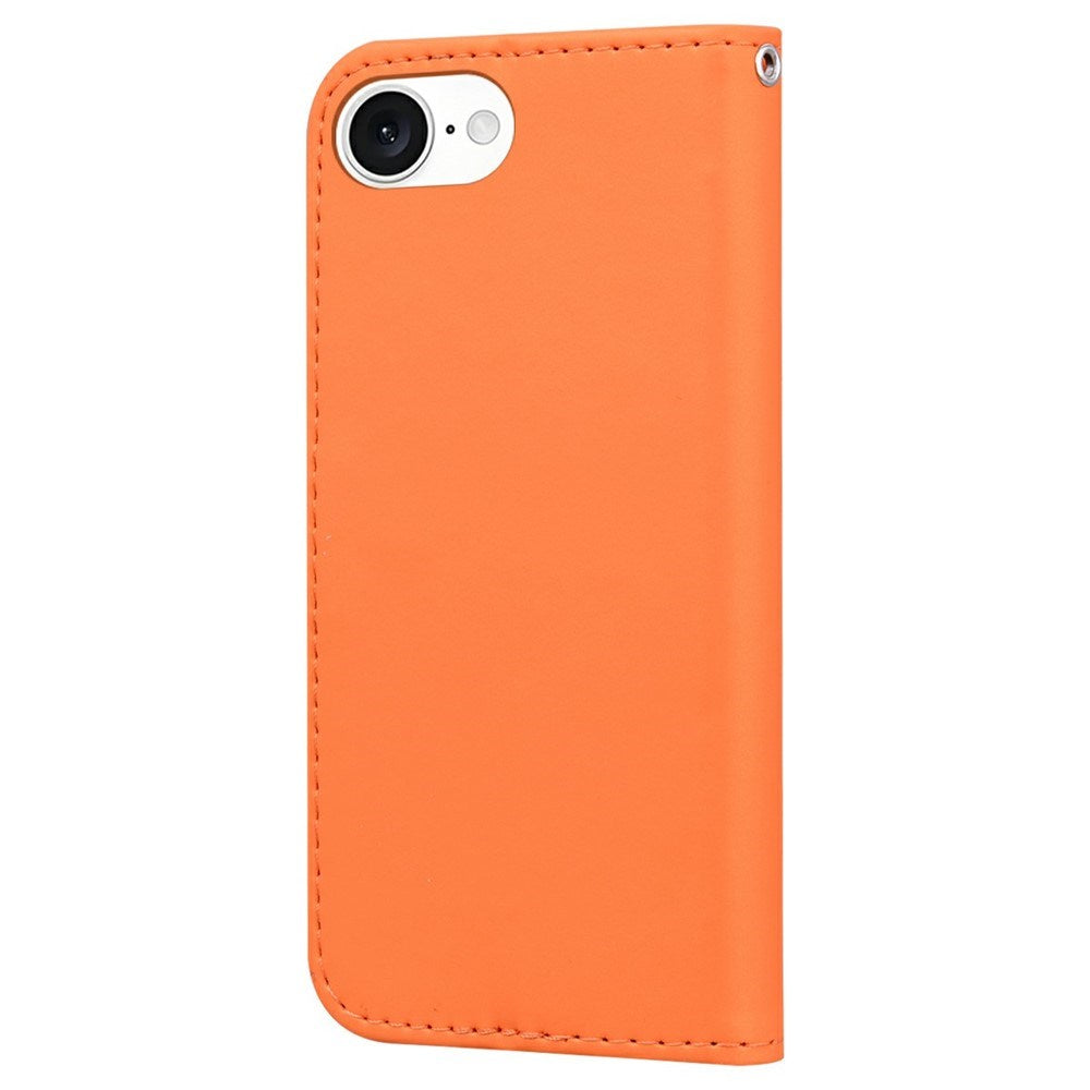 iPhone 17e / 16e Kunstskinn Flip Deksel m. Figur - Oransje