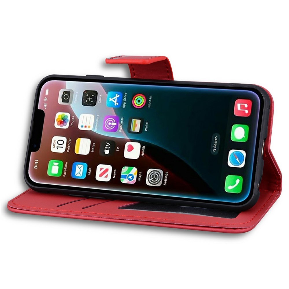 iPhone 17e / 16e Kunstskinn Flip Deksel m. Figur - Rød