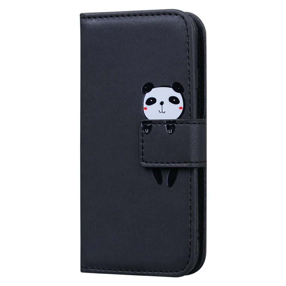 iPhone 17e / 16e Kunstskinn Flip Deksel m. Figur - Svart