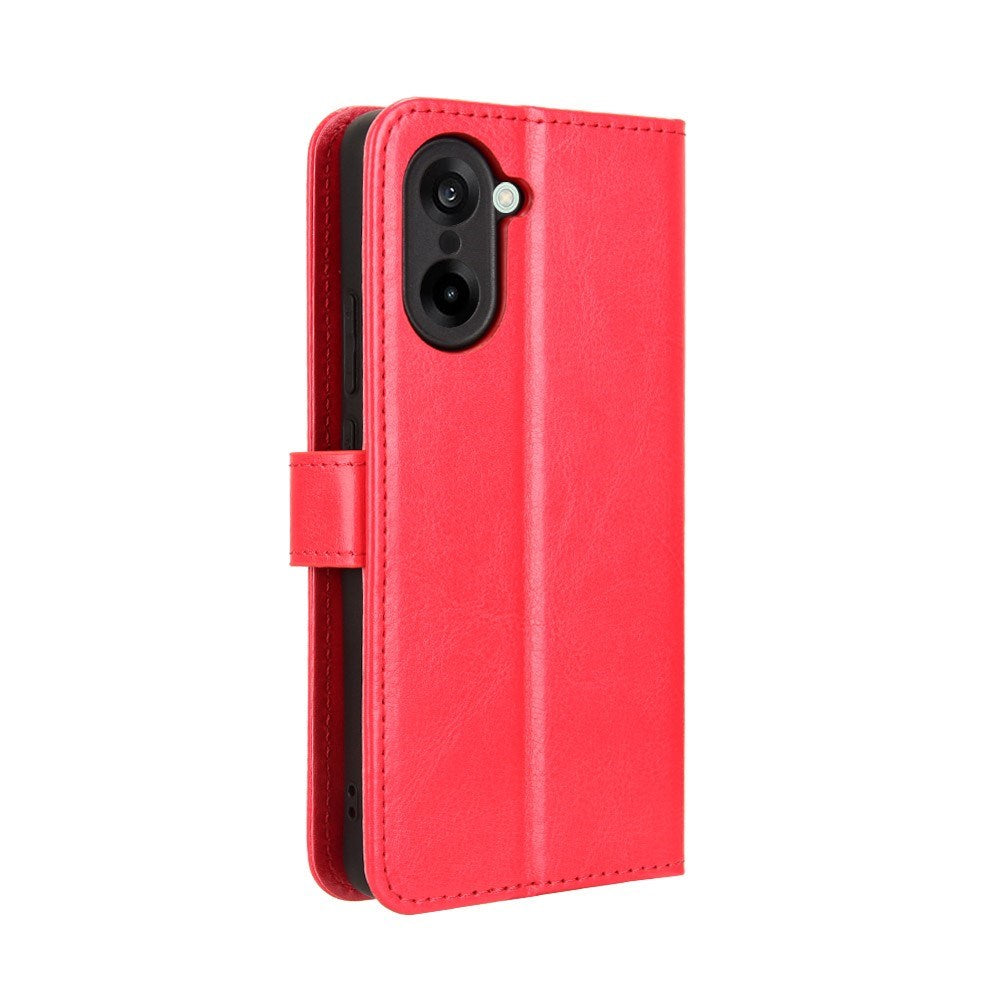 EIDERWOOD OnePlus Nord CE5 Kunstskinn Flip Deksel m. Strop - Rød