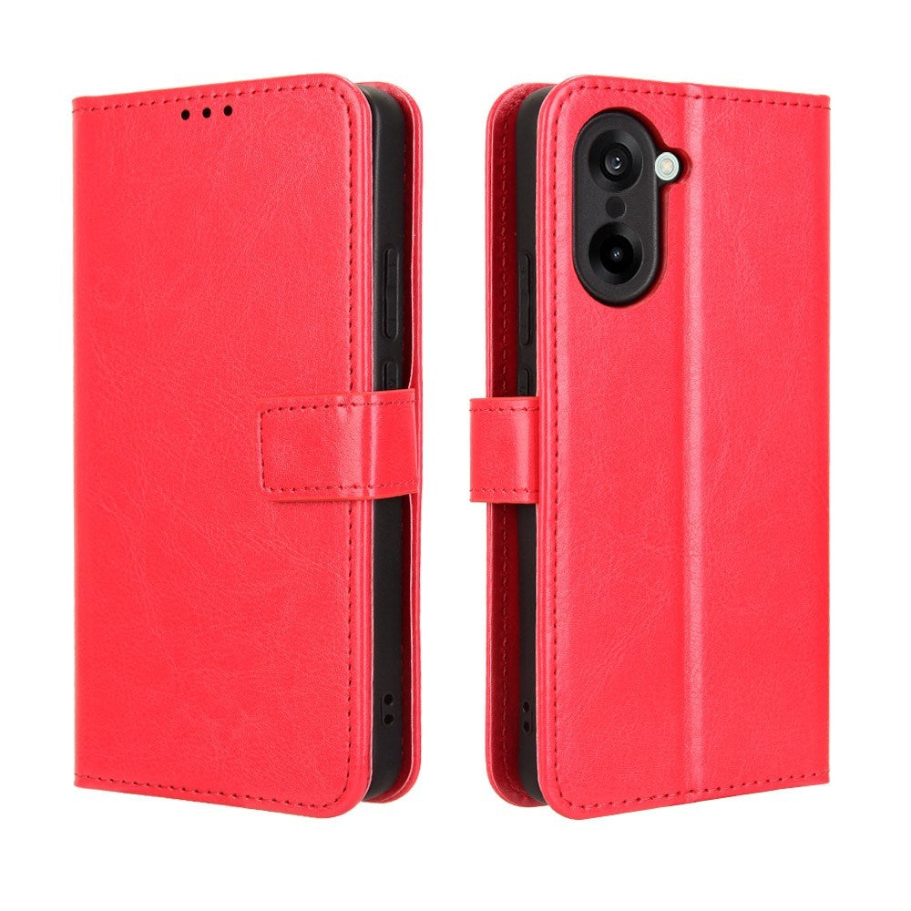EIDERWOOD OnePlus Nord CE5 Kunstskinn Flip Deksel m. Strop - Rød
