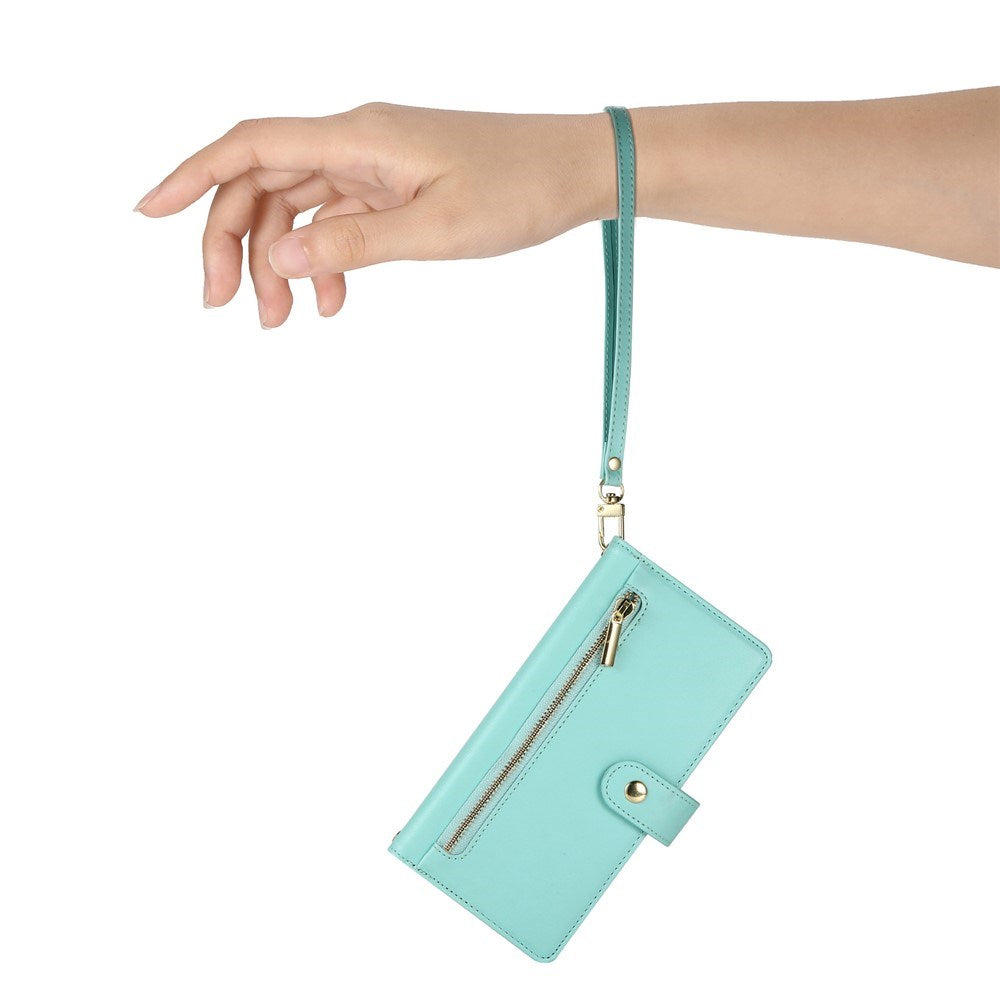 EIDERWOOD iPhone Air Flip Deksel med Kortholder / Glidelåslomme / Stropp - Turkis