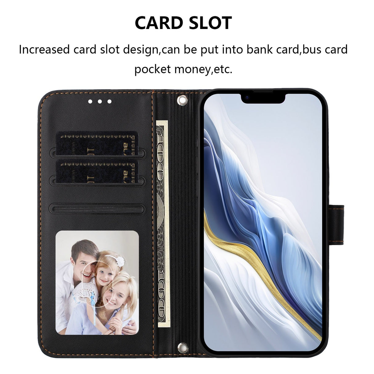 iPhone 18 Pro Max / 17 Pro Max EIDERWOOD Kunstskinn Flip Deksel m. Stropp - Svart