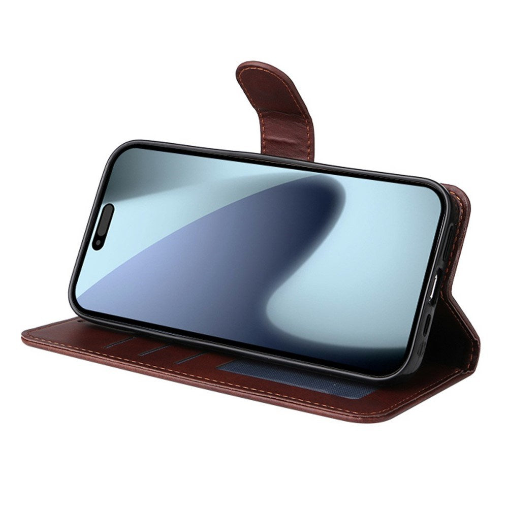 EIDERWOOD iPhone 17 Pro 2-i-1 Kunstskinn Flip Deksel med Skjermbeskyttelsesglass - Rød